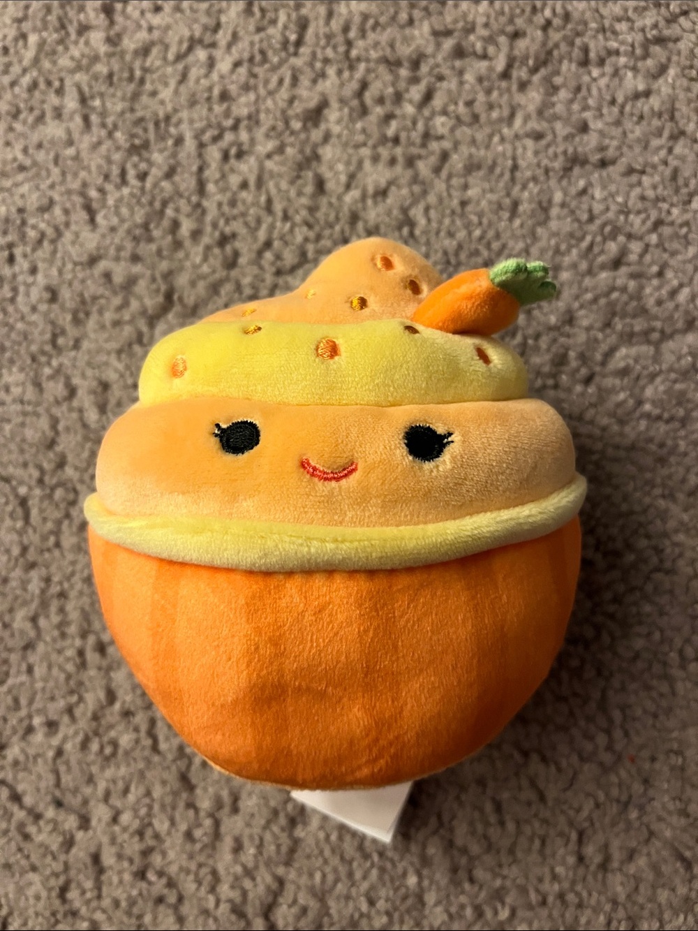 Small Squishmallows Orange Carrot Cupcake Plush - Bright Orange and Yellow